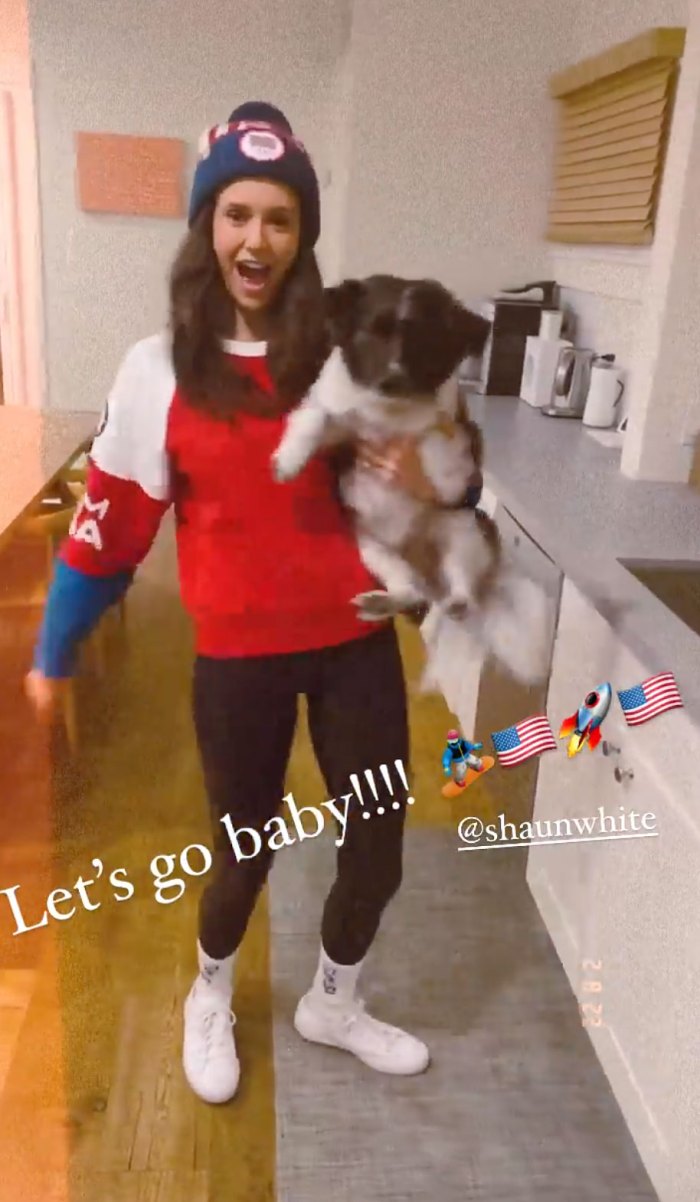 Nina Dobrev and Her Dog Cheer on BF Shaun White As He Makes Olympic Qualifiers