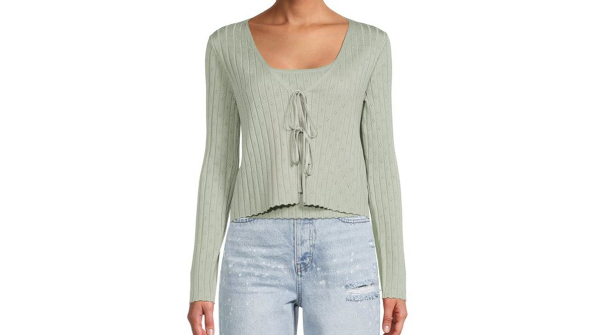 No Boundaries Pointelle Tank Top and Cardigan Set