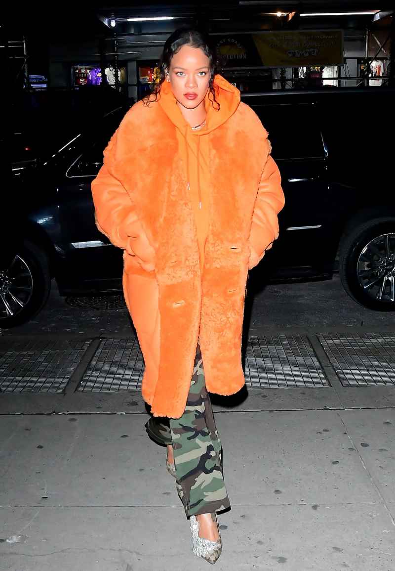 Rihanna’s Fabulous Maternity Style Orange Coat