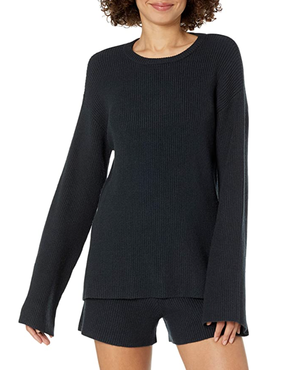 The Drop Women's Alice Crewneck Back Slit Ribbed Pullover Sweater