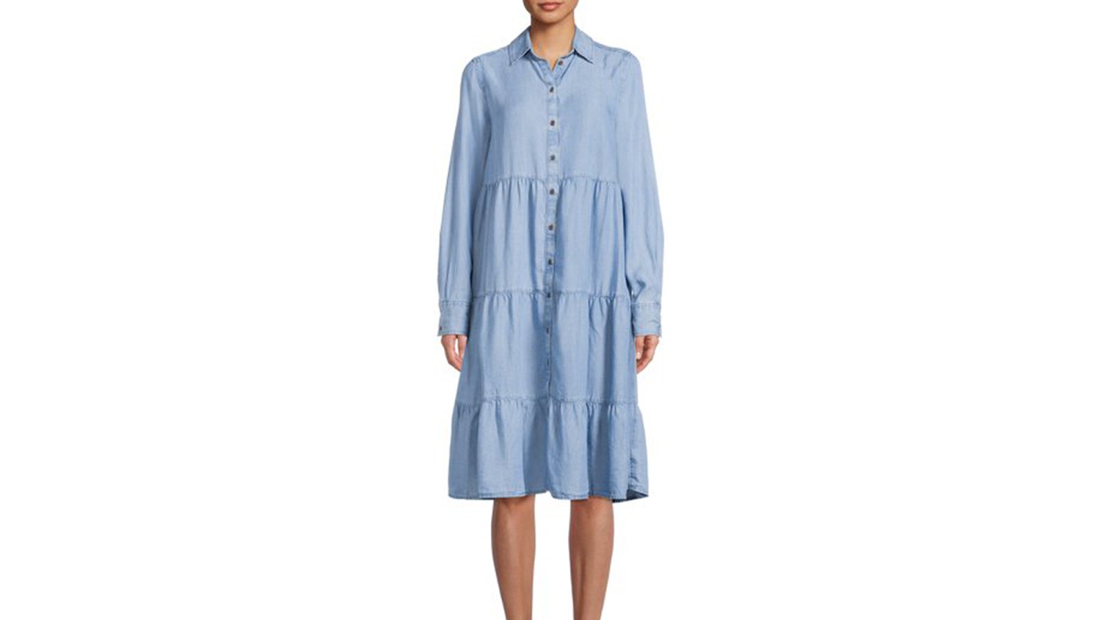 Time and Tru Women's Tiered Dress with Long Sleeves
