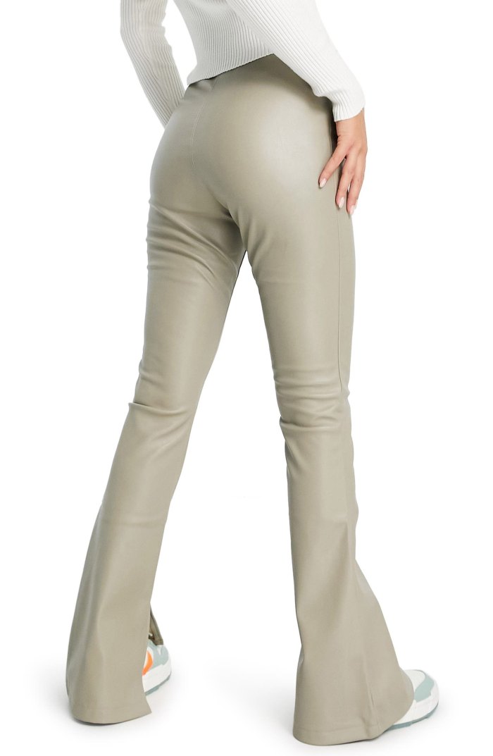 Topshop Women's Faux Leather Flare Pants