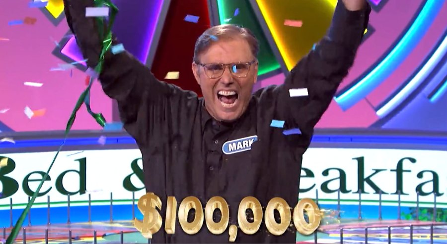 Wheel of Fortune Makes History With Two Players Winning Back-to-Back 100,000 Lisa Kramer Mark Baer Pat Sajak Day 2