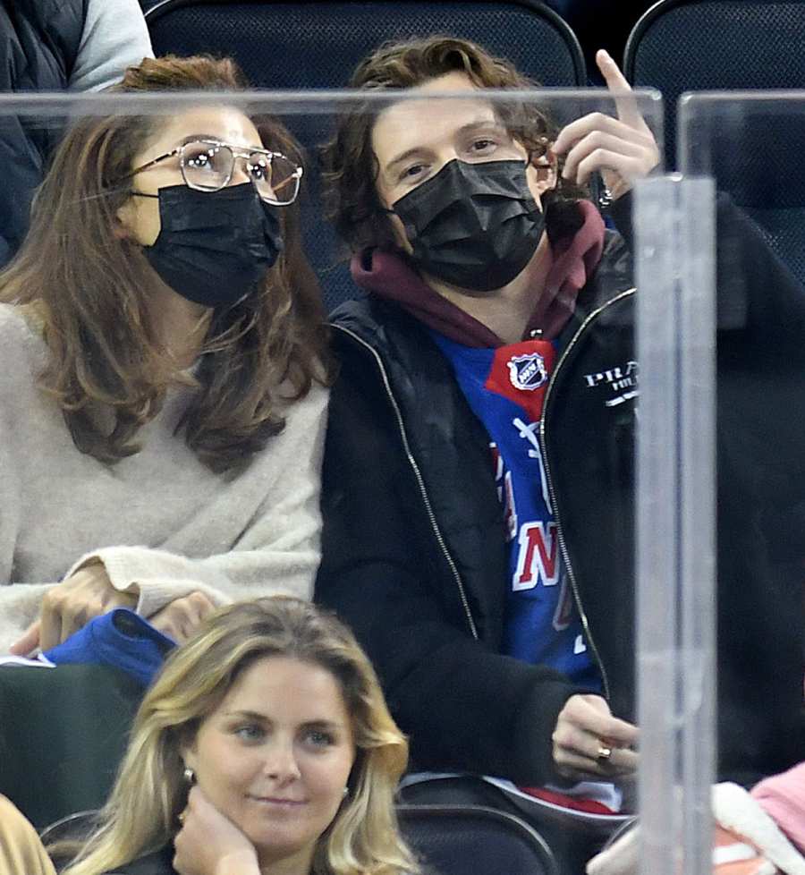 Zendaya and Tom Holland Wear Jerseys With Each Others Names at New York Rangers NHL Hockey Game 13