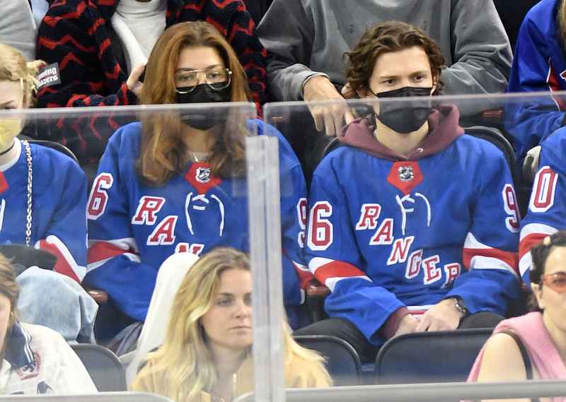 Zendaya and Tom Holland Wear Jerseys With Each Others Names at New York Rangers NHL Hockey Game 3