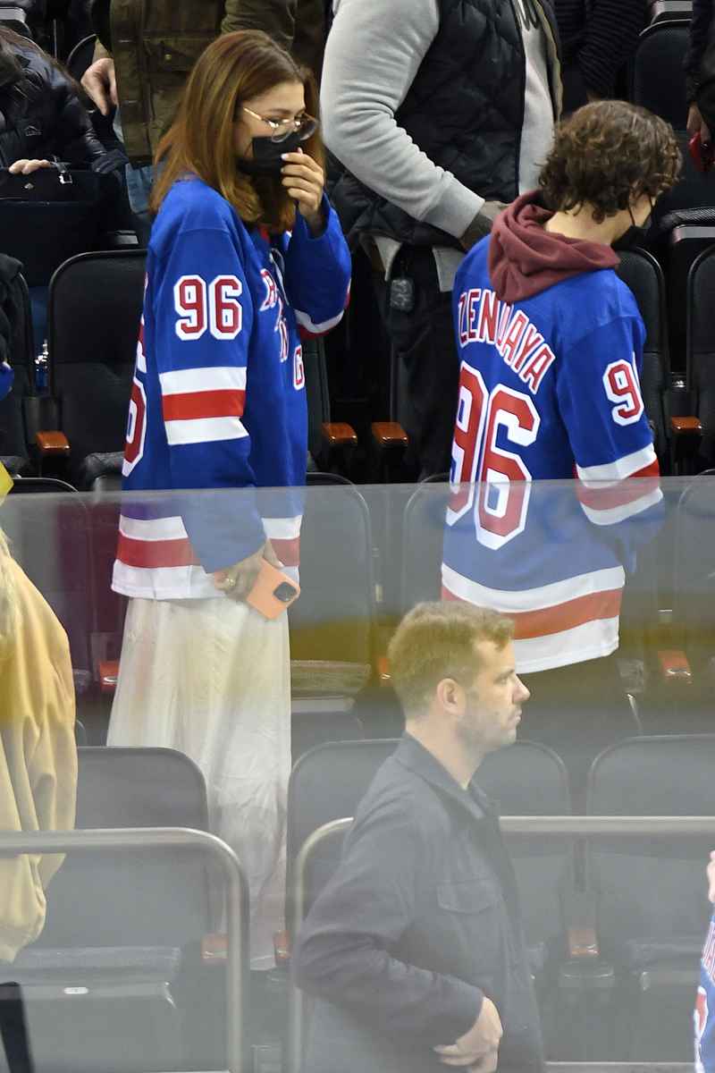 Zendaya and Tom Holland Wear Jerseys With Each Others Names at New York Rangers NHL Hockey Game