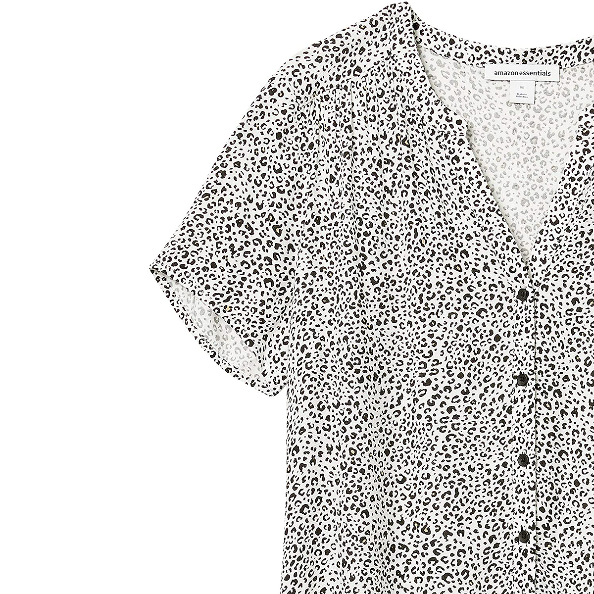 amazon-essentials-woven-blouse-leopard-print
