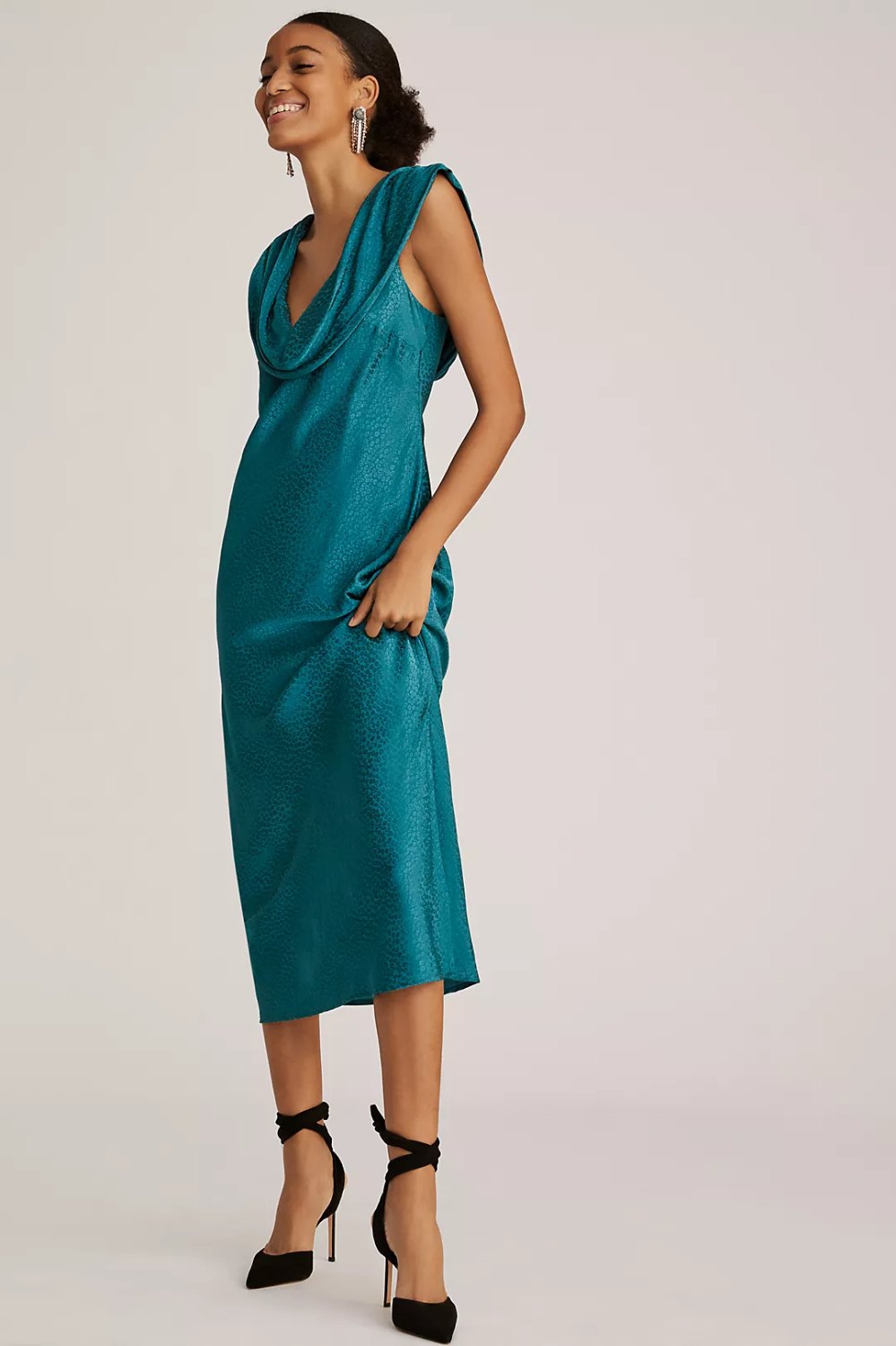 turquoise mini slip dress