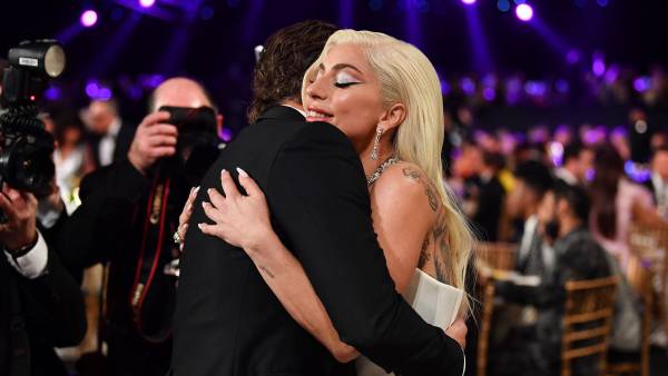 A Star Is Born Costars Lady Gaga and Bradley Cooper Share a Big Hug at the 2022 SAG Awards