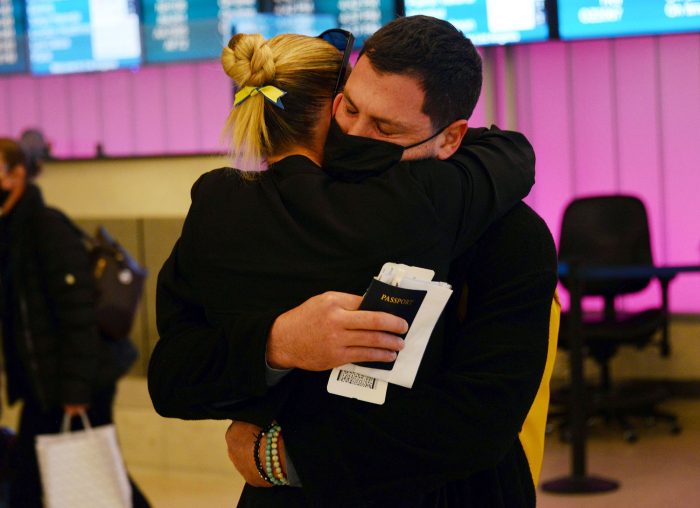 Dancing With The Stars DWTS Maks Chmerkovskiy Reunites With Wife Peta Murgatroyd in Emotional Airport After Fleeing Ukraine 3