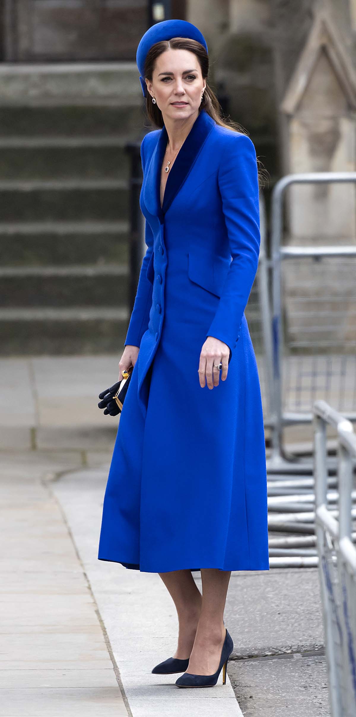 Duchess Kate Stuns Blue Catherine Walker Coat Commonwealth Day