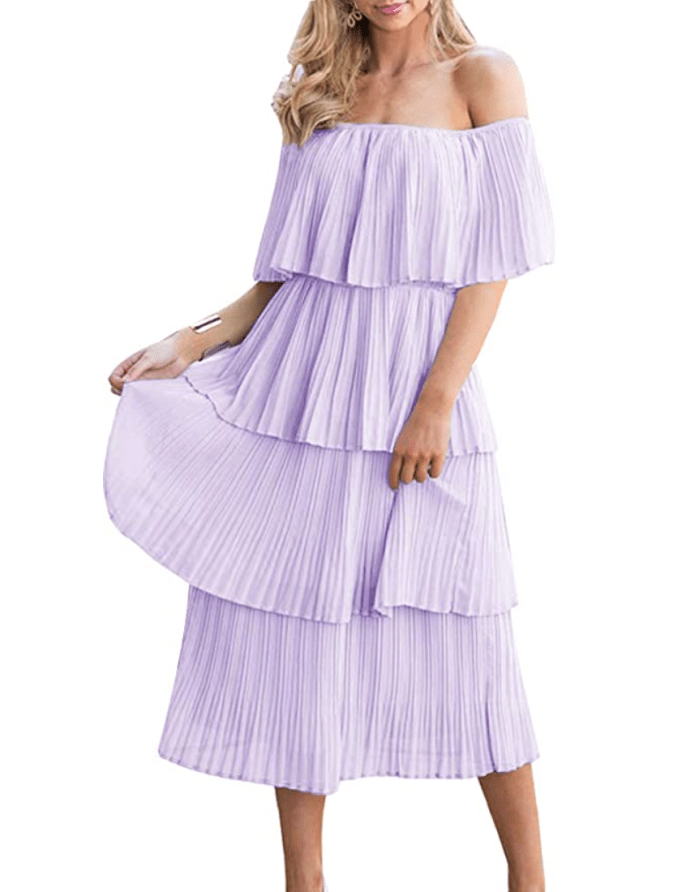 11 Ultra-Flattering Spring Wedding Guest Dresses Under $100 4 ETCYY Women's Off The Shoulder Ruffle Dress