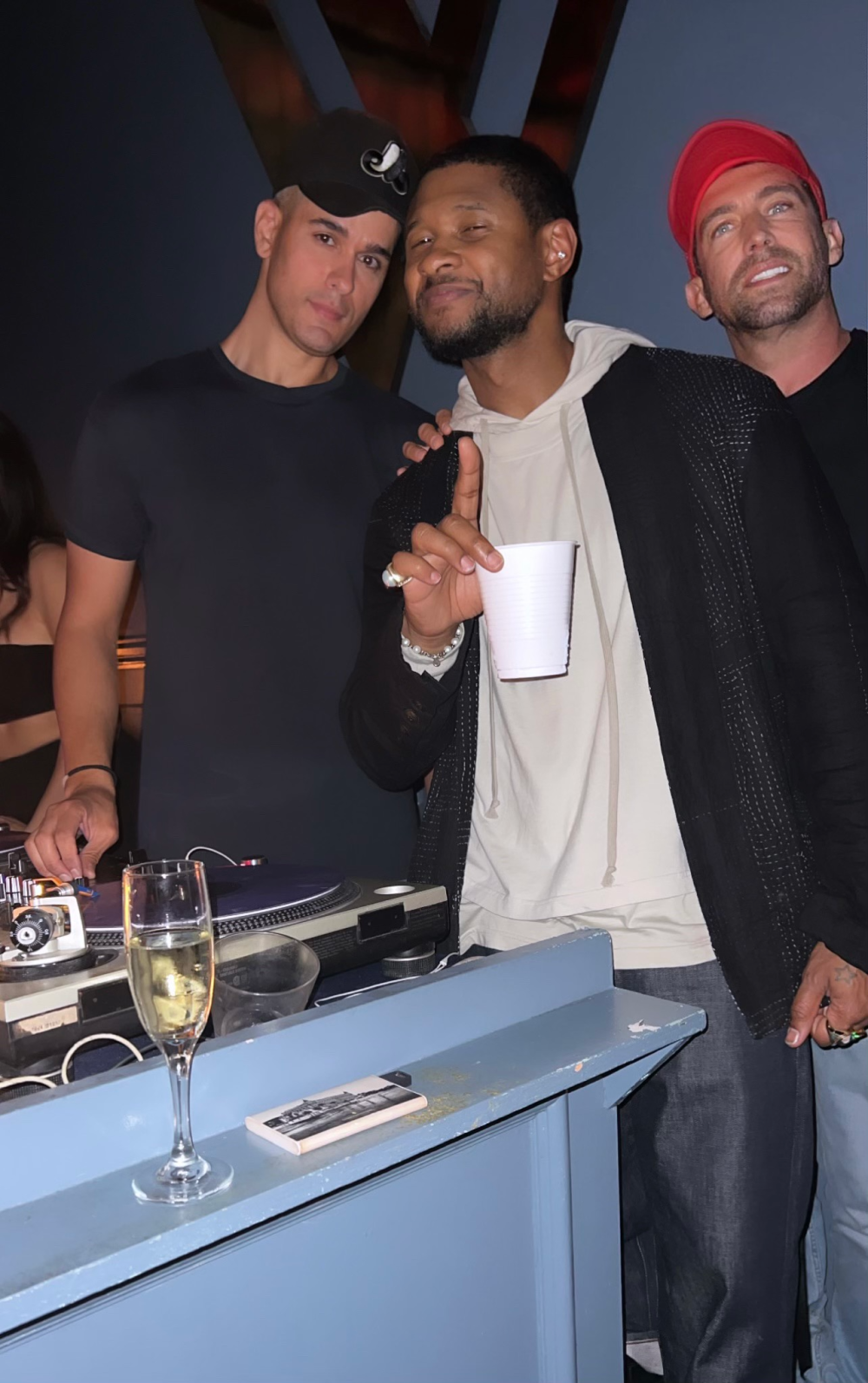 Usher, DJ YO-C and JT Torregiani, Warwick LA