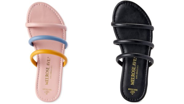 Melrose Ave Women's Faux Leather Three Strap Sandals