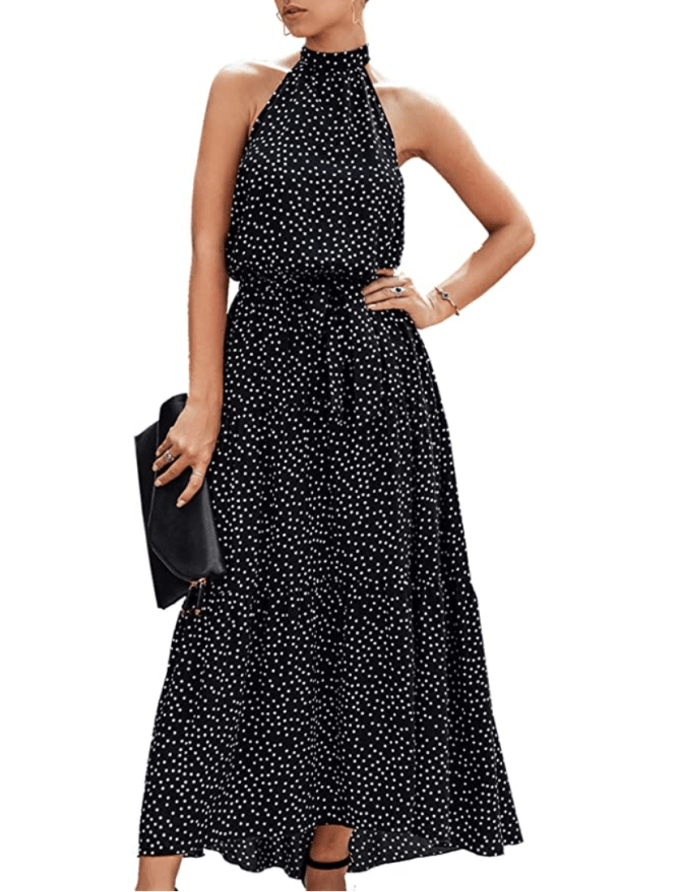 11 Ultra-Flattering Spring Wedding Guest Dresses Under $100 3 PRETTYGARDEN Women’s Halter Neck Sleeveless Long Maxi Dress