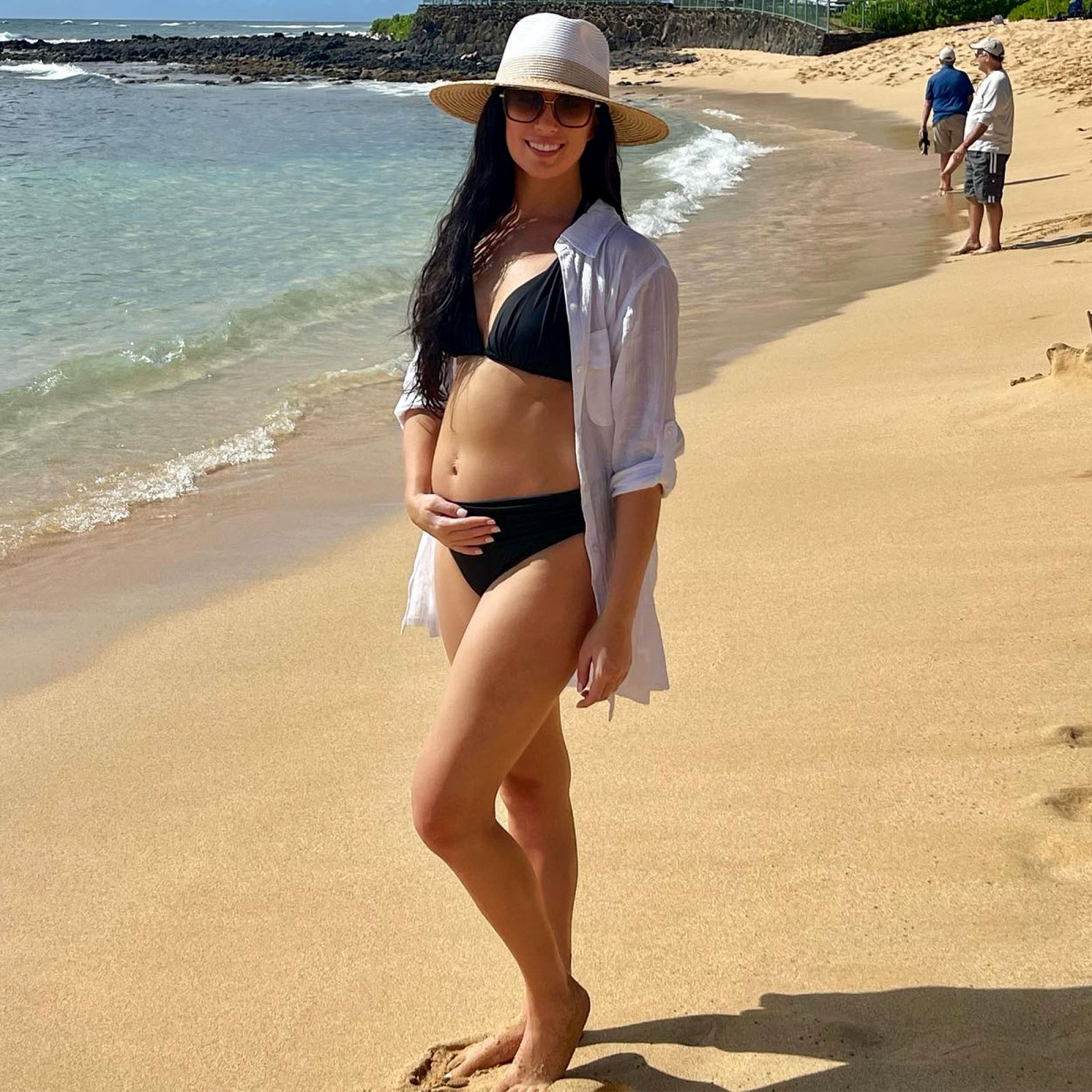 Pregnant Celebrities Showing Their Bare Bumps in Bathing Suits in 2022: Photos