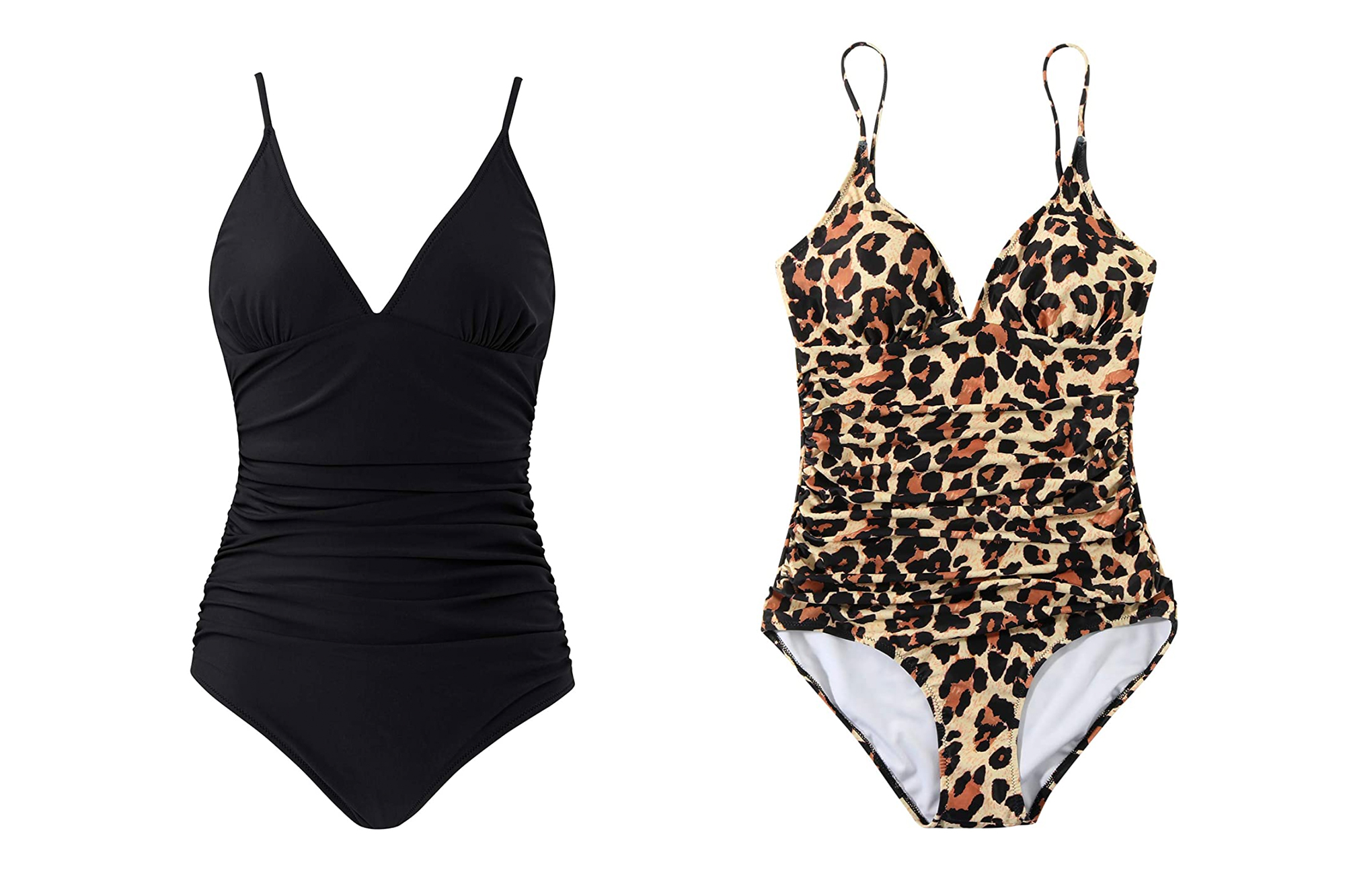 RXRXCOCO Women's V Neck One Piece Ruched Swimsuit