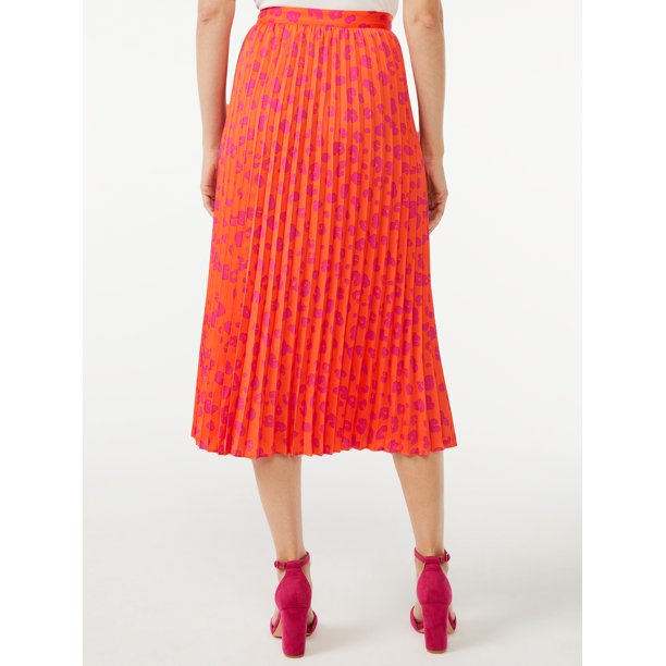 Scoop Women's Pleated Matte Satin Midi Skirt