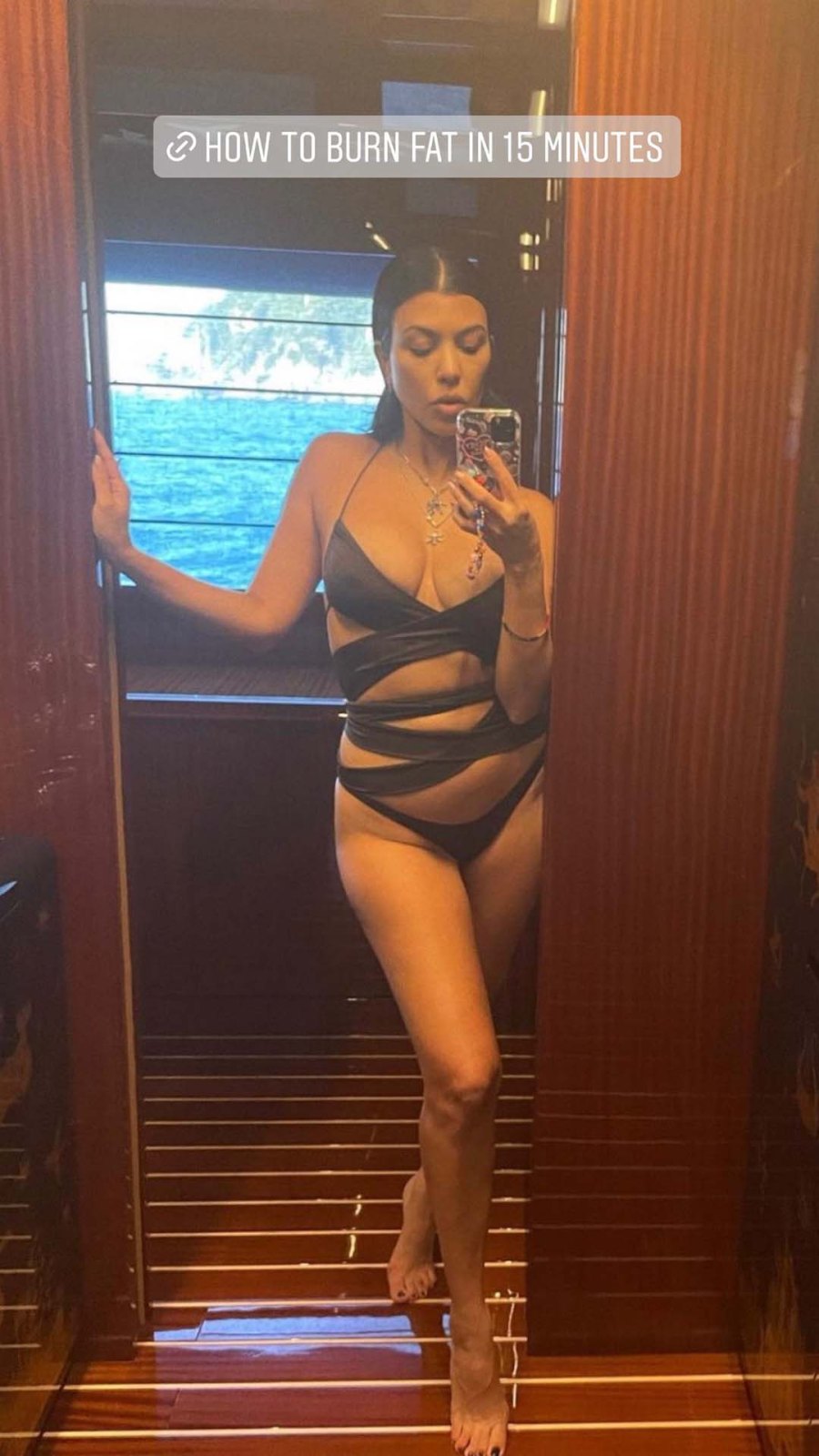 Sexy Swimwear Kourtney Kardashian Heats Things Up Cutout One Piece