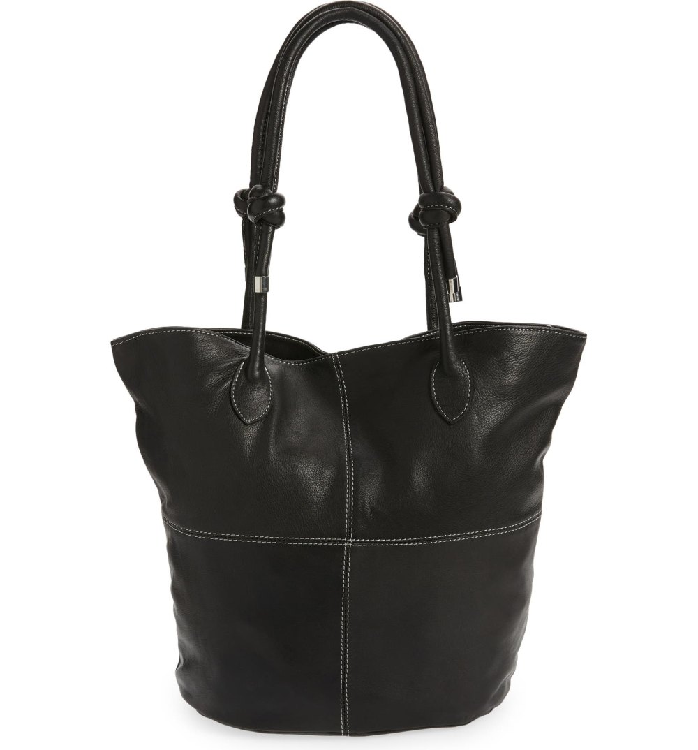 Topshop Leather Stitch Tote Bag