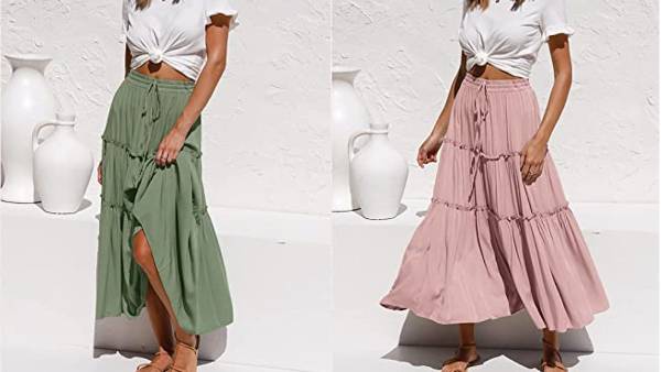 VTSGN Women's High Waisted Boho Maxi Skirt