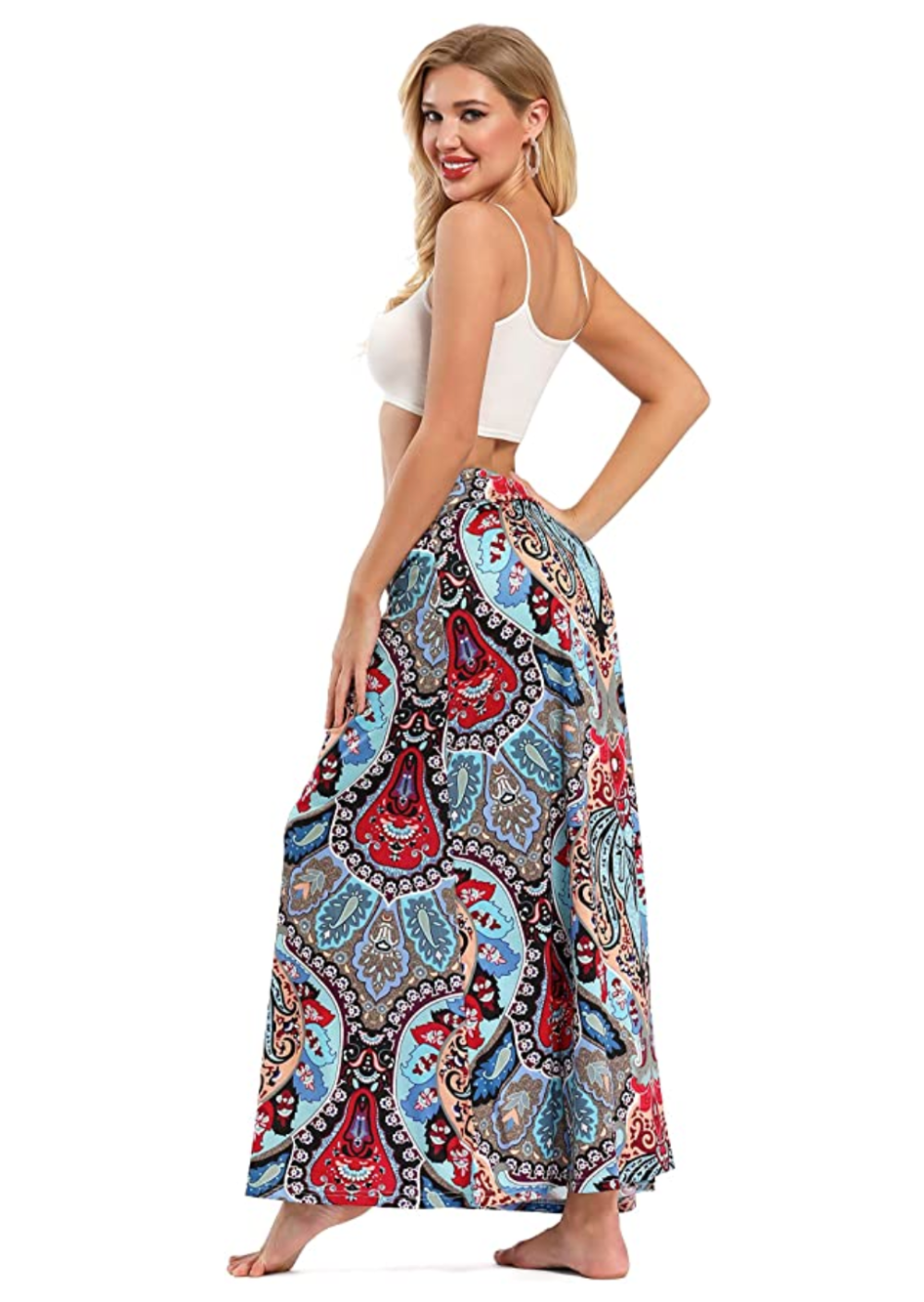 Yinggeli Women's Bohemian Print Long Maxi Skirt