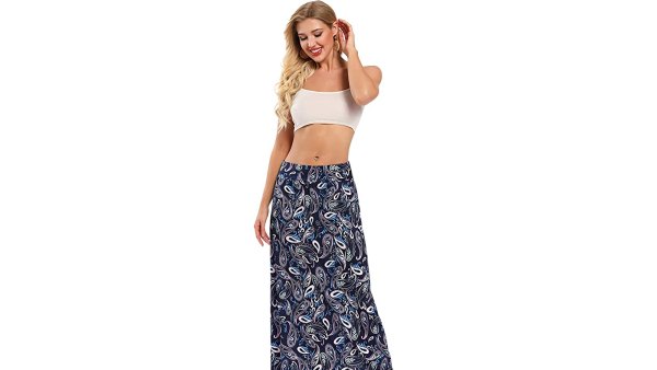 Yinggeli Women's Bohemian Print Long Maxi Skirt
