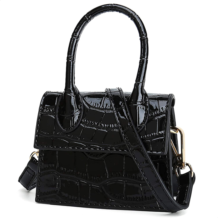 black croc mini purse