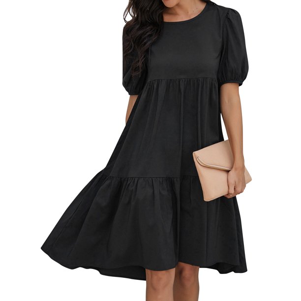 black puff sleeve dress
