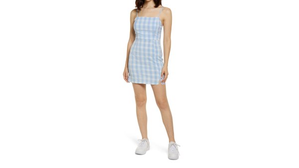 blue plaid dress