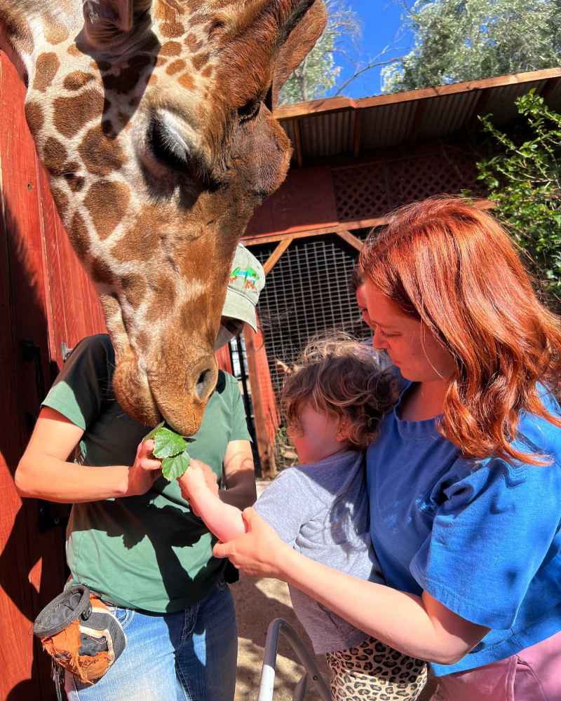 Rachel Bloom's Daughter Meets a Giraffe During Zoo Visit