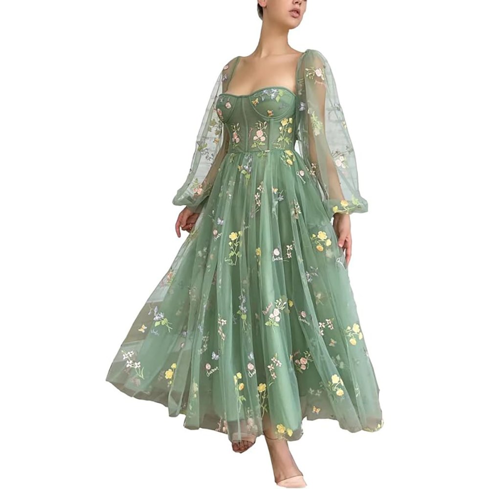 Smileven Flower Embroidery Tulle Dress