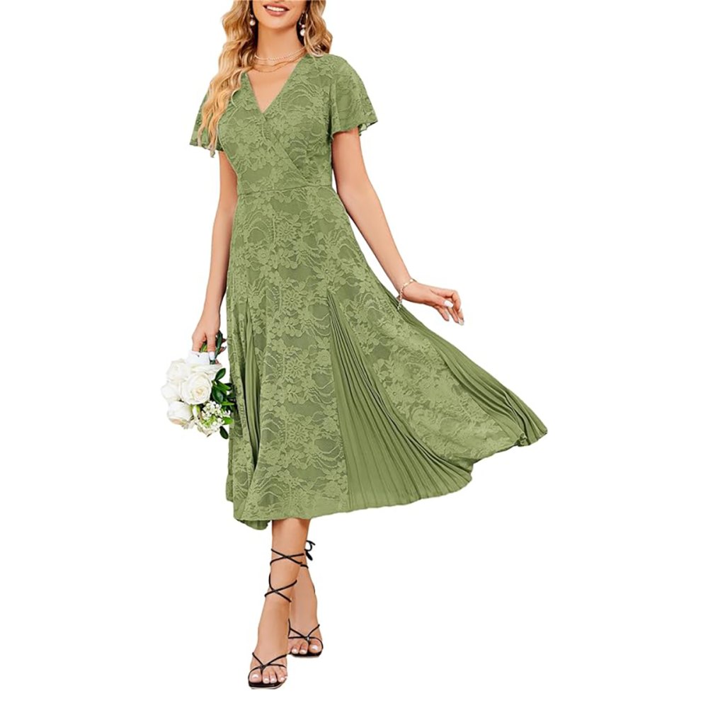 Jasambac Lace Floral Midi Dress