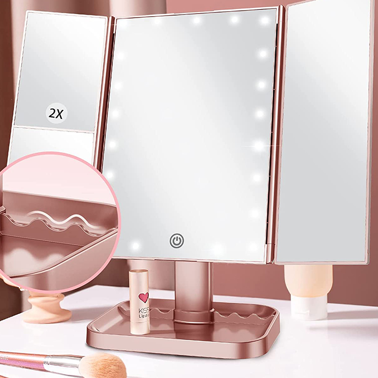 three-panel pink mirror