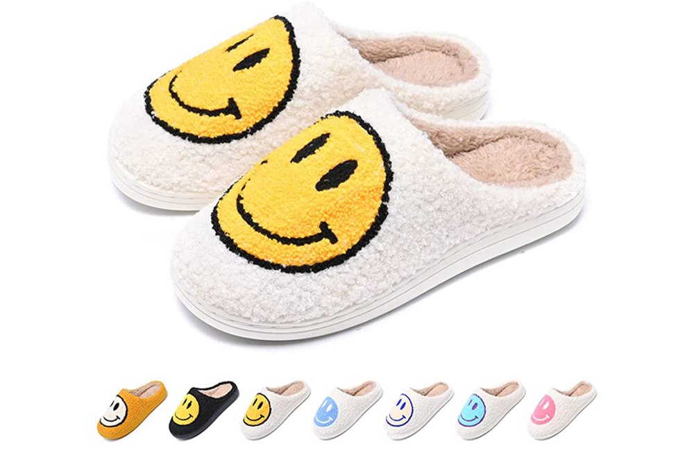 yellow smiley face slippers