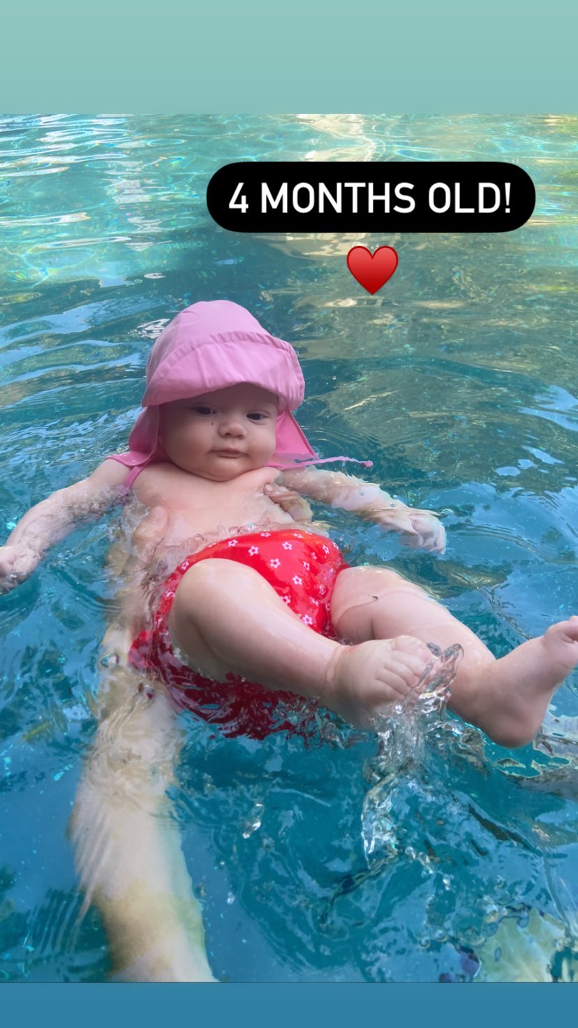 Celebrity Parents Teaching Their Babies to Swim Christina Ricci