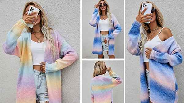 ECOWISH Women's Open Front Long Cardigan