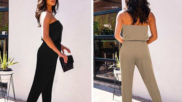 Fixmatti Women's Tube Top Romper Strapless Bandeau Jumpsuit