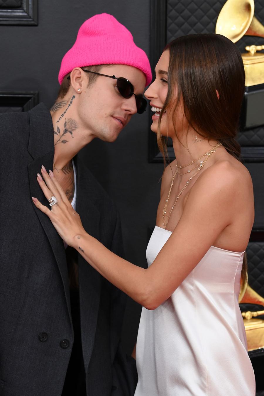 Justin Bieber and Wife Hailey Baldwin Attend 2022 Grammys Following Her Health Scare