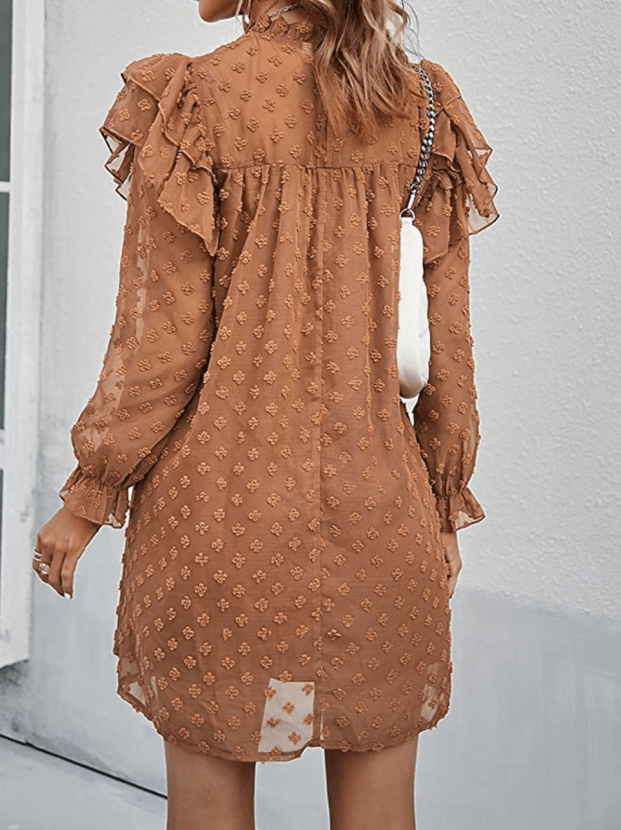 Miessial Women's Chiffon Ruffle Mini Dress