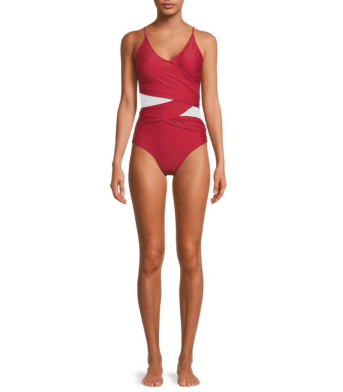 Nicole Miller Women's Mesh Criss Cross One-Piece Swimsuit