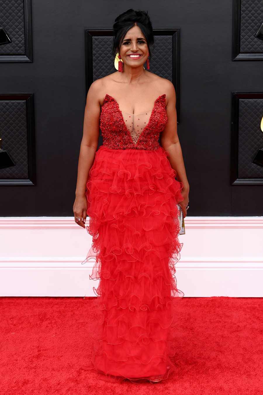 Tholsi Pillay Red Carpet Arrival Grammys 2022
