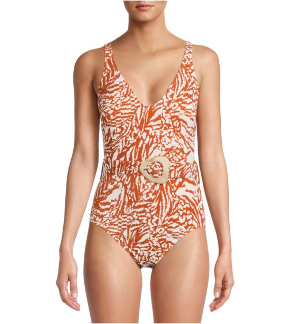 Time and Tru Women's Animal Crinkle One Piece Swimsuit