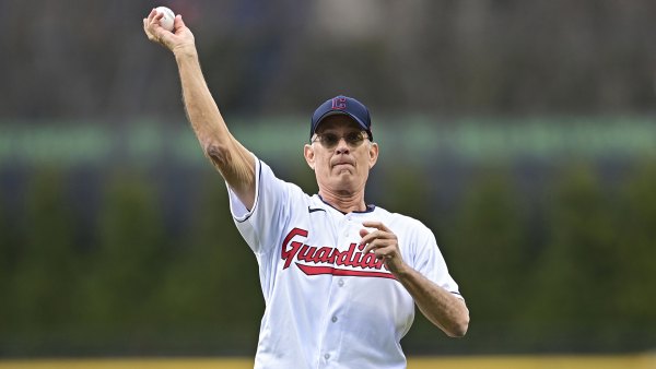 Tom Hanks Brings 'Cast Away' Volleyball Wilson to Help Throw Out 1st Pitch at Cleveland Guardians Game