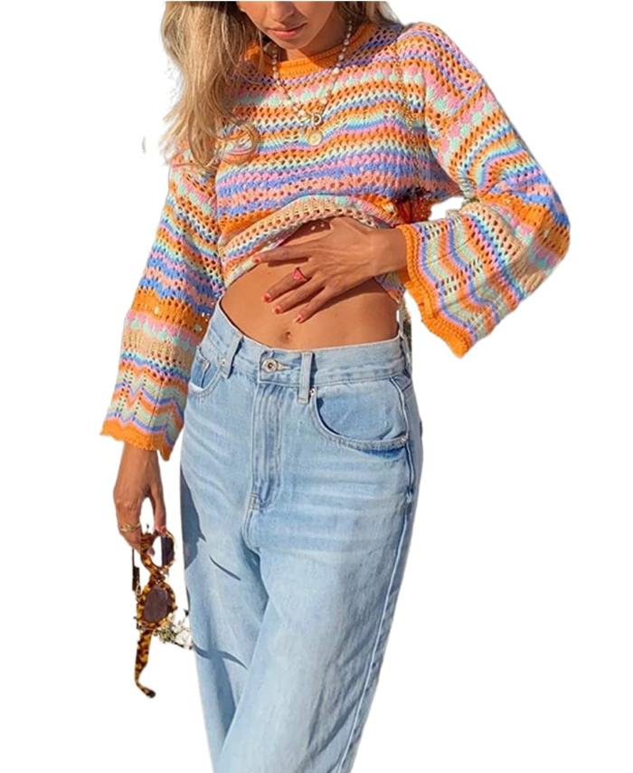 Zempertoopa Women’s Y2K Crochet Crop Top