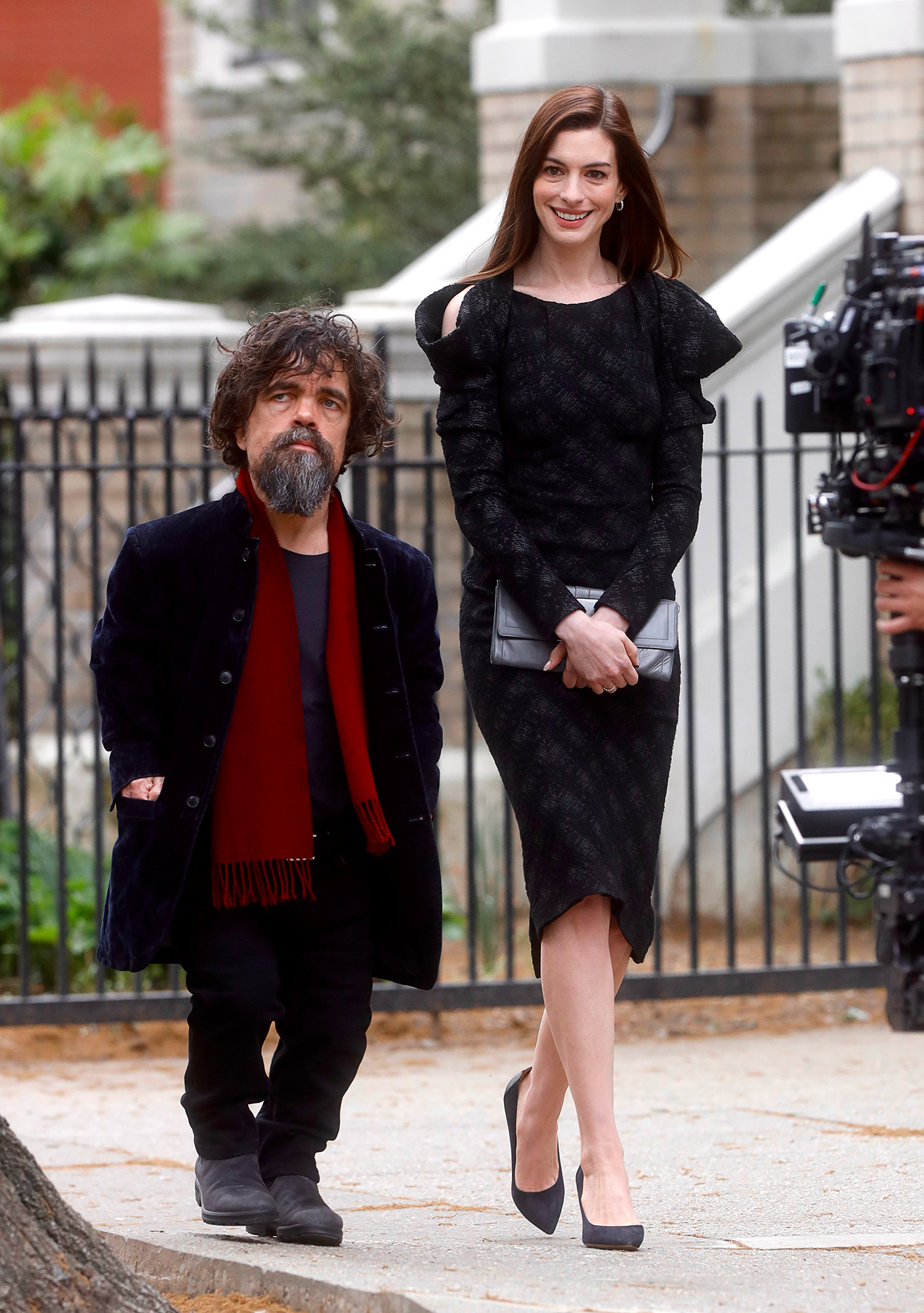 Anne Hathaway and Peter Dinklage filming “She Came To Me” in NYC