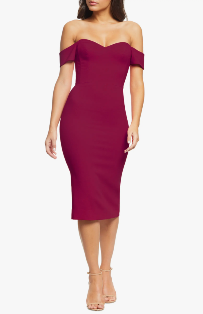 Dress the Population Bailey Off the Shoulder Body-Con Dress