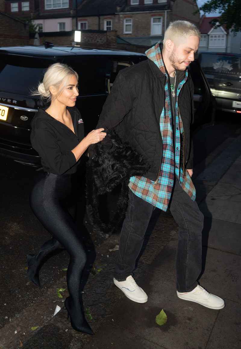 Kim Kardashian Holds Pete Davidson Tight as They Arrive in London 8