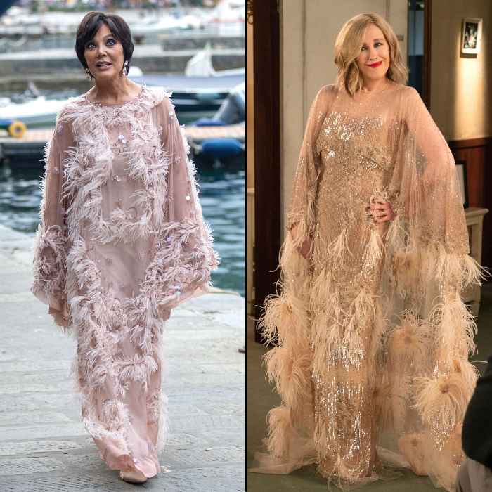 Kris Jenner Dress for Kourtney Kardashian Wedding Looks Like a Dress Schitt's Creek Moira Rose Wore