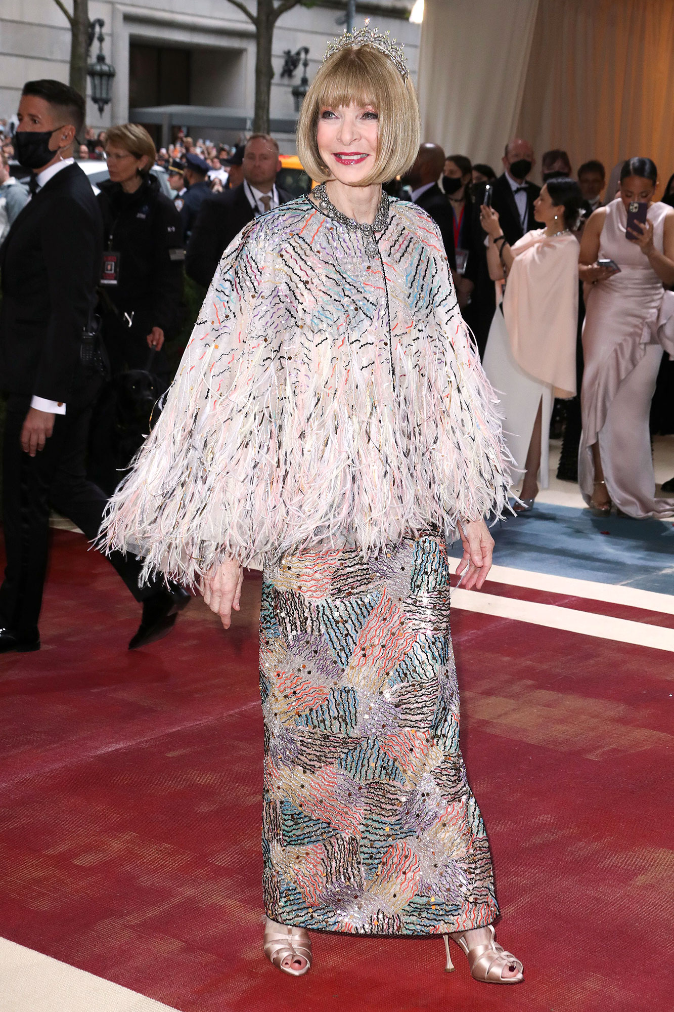 Met Gala Icon Anna Wintour Glitters in Feathery Flock Tiara on the 2022 Red Carpet Met Gala 2022 05